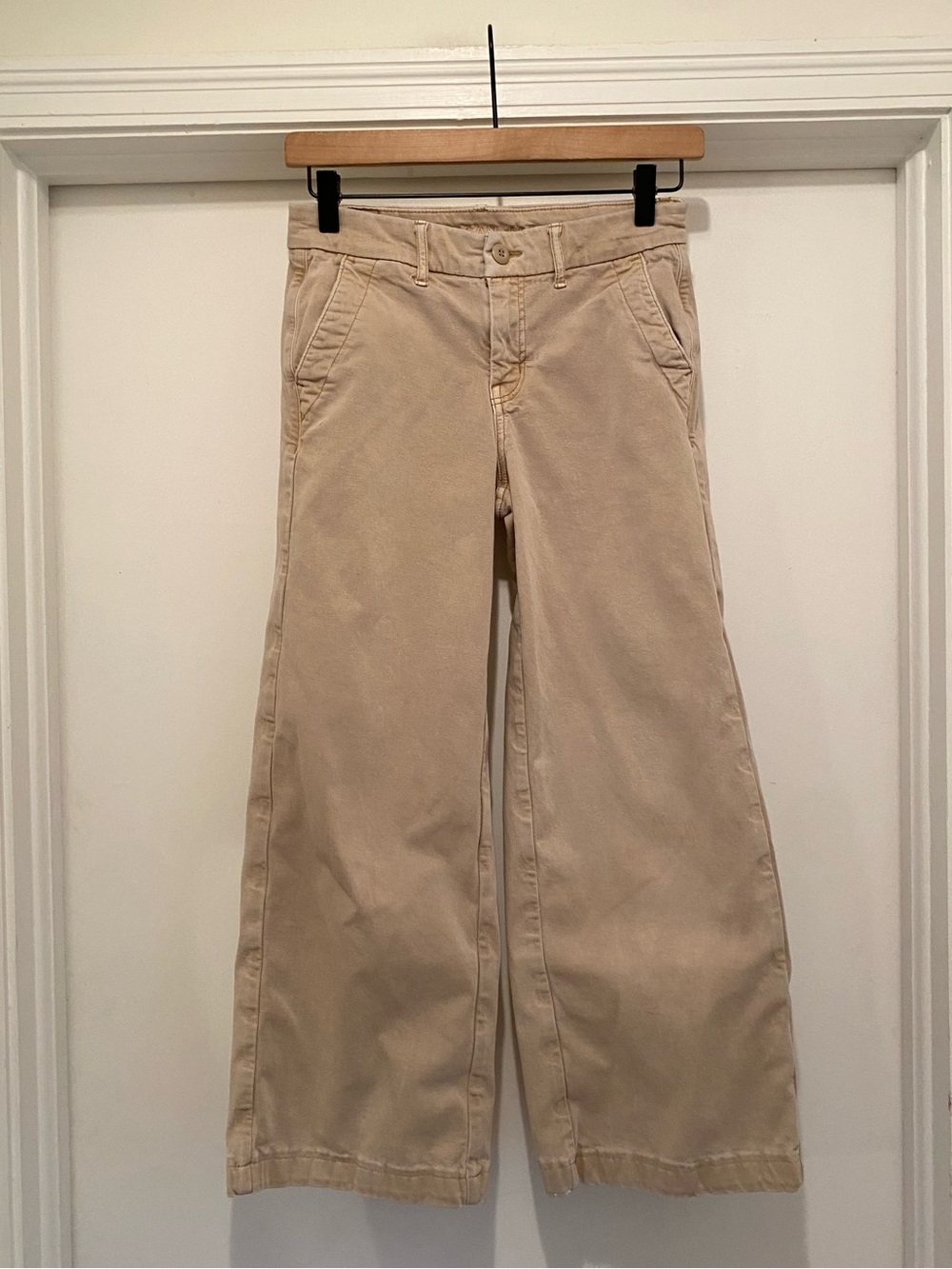 American Eagle Skater Trouser Wide Leg Pants women’s size 00 Short Khaki baggy - Picture 3 of 9
